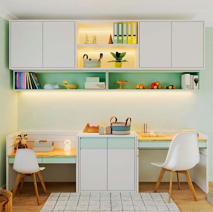 Mẫu bàn học sinh cấp 1 cho 2 bé